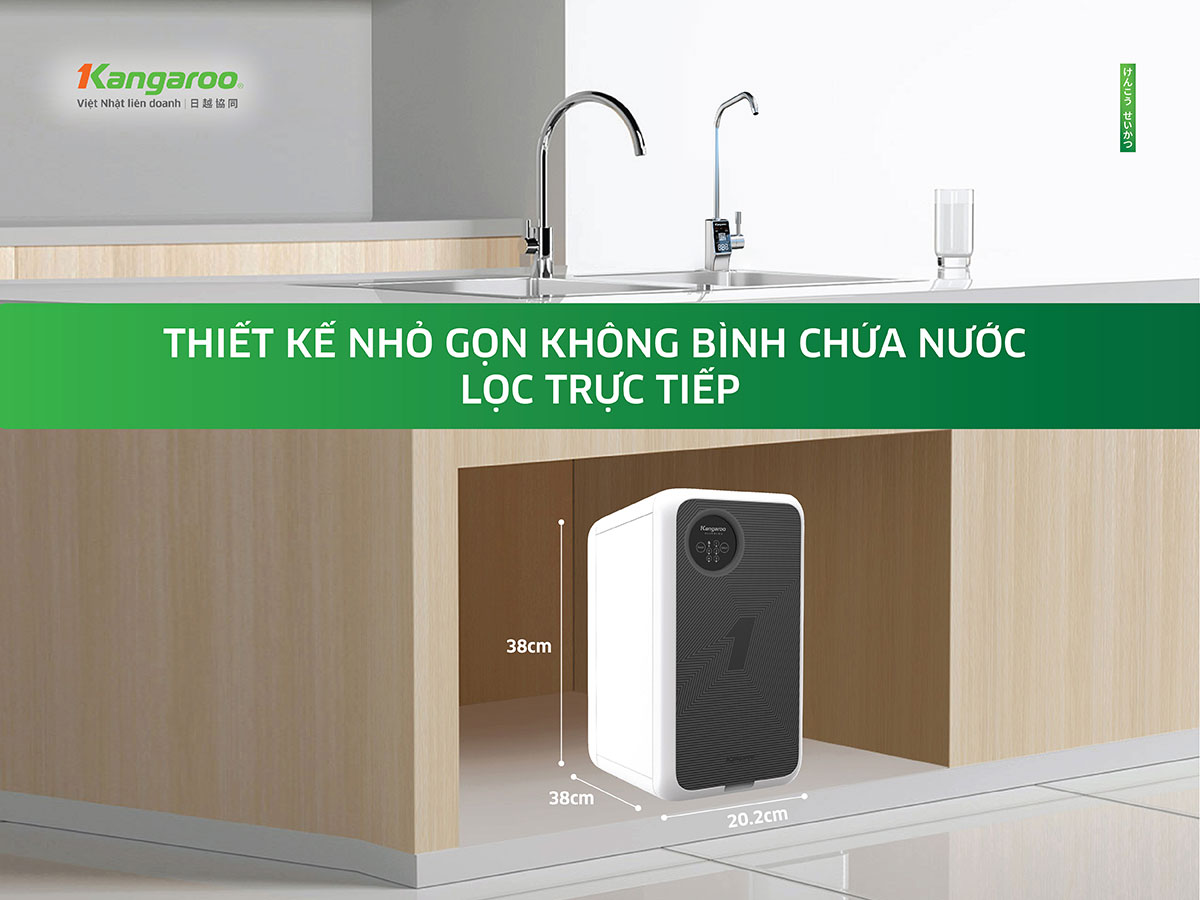 Máy lọc nước Kangaroo Hydrogen KG400US thiết kế nhỏ gọn không bình chứa nước